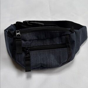 Navy/Black Fanny Pack Belt Bag w/2-Zipper Compartments & Adjustable Waist Strap
